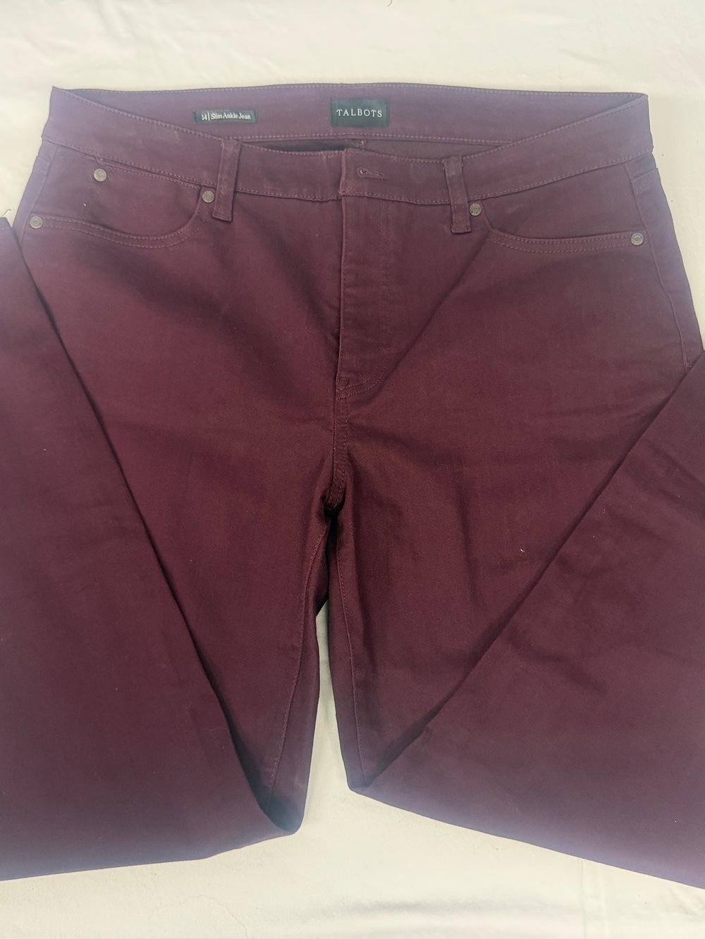 Talbots Women’s Slim Ankle Jeans in Burgundy